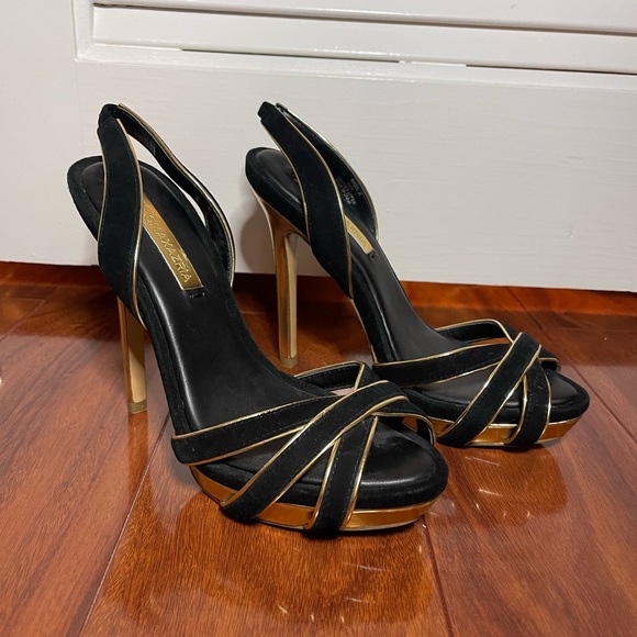 NEW BCBG Black and Gold platform stiletto heels size 7 - Picture 3 of 5
